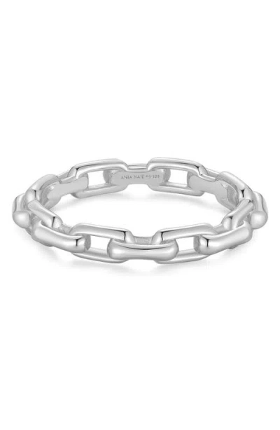 Ania Haie Paper Clip Band Ring In Silver