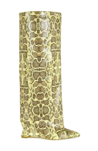 Azalea Wang Kenya Wide Shaft Wedge Boot In Multi