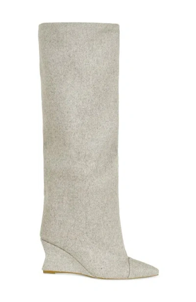 Azalea Wang Kenya Wide Shaft Wedge Boot In Gray