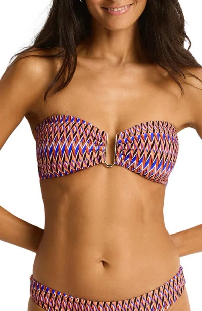 Sea Level U Bar Bandeau Bikini Top In Multi