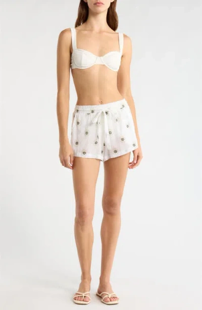 Elan Evil Eye Cover-up Shorts In White