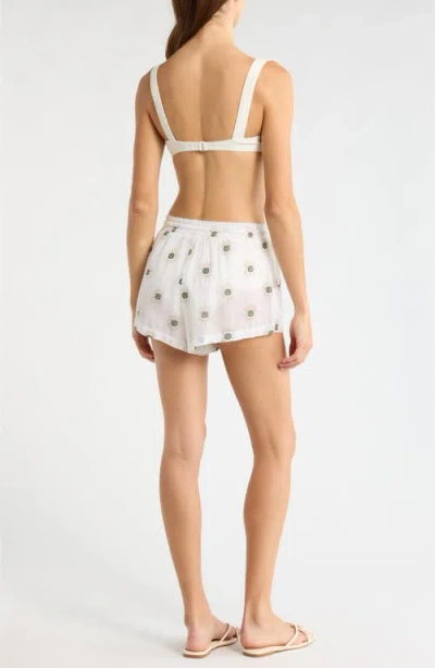 Elan Evil Eye Cover-up Shorts In White