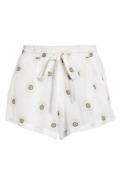Elan Evil Eye Cover-up Shorts In White