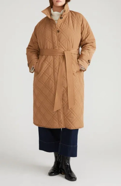 Universal Standard Nehra Quilted Coat In Brown