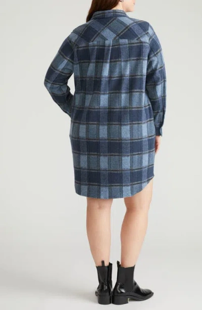 Universal Standard Long Sleeve Check Flannel Shirtdress In Blue