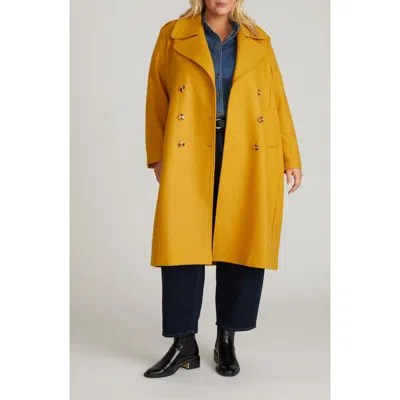 Universal Standard Callaghan Double Breasted Wool Blend Coat In Yellow