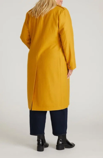 Universal Standard Callaghan Double Breasted Wool Blend Coat In Yellow