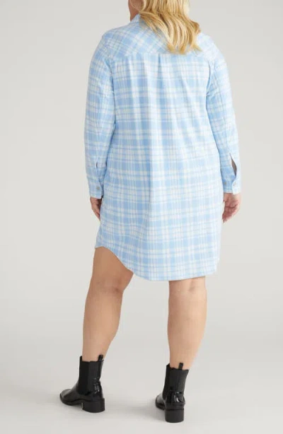 Universal Standard Long Sleeve Check Flannel Shirtdress In Blue