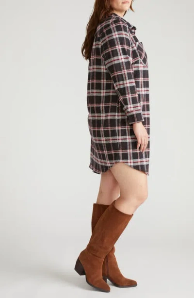 Universal Standard Long Sleeve Check Flannel Shirtdress In Brown