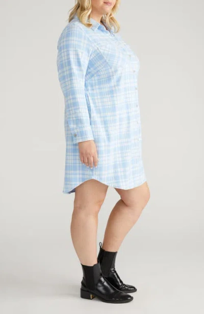 Universal Standard Long Sleeve Check Flannel Shirtdress In Blue