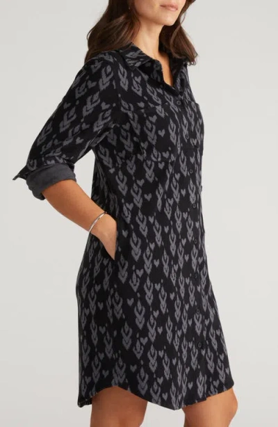 Universal Standard Long Sleeve Check Flannel Shirtdress In Black