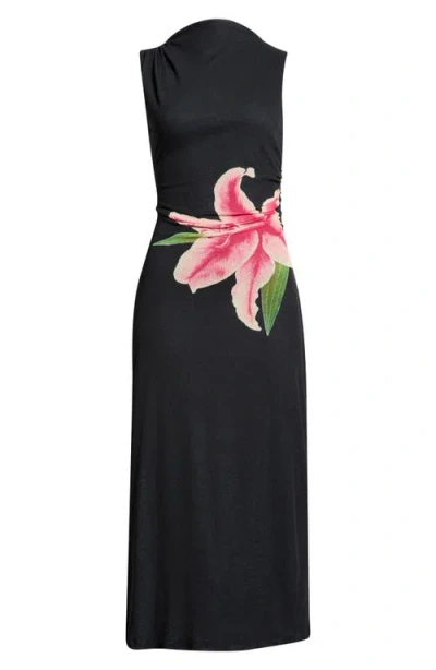 Rails Rebecca Floral Placement Sleeveless Midi Dress In Black