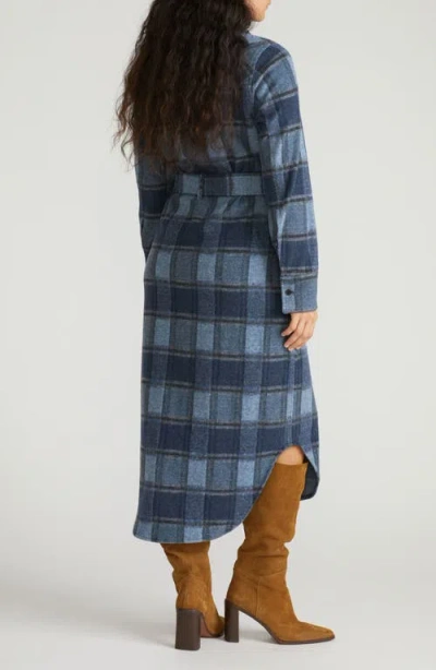 Universal Standard Morgan Long Sleeve Stretch Flannel Midi Shirtdress In Blue