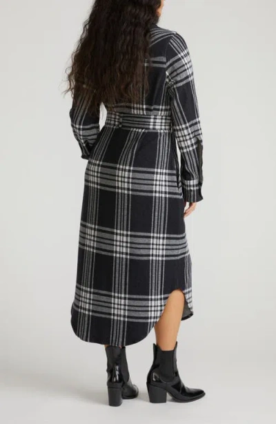 Universal Standard Morgan Long Sleeve Stretch Flannel Midi Shirtdress In Multi