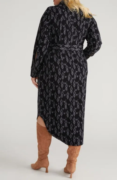 Universal Standard Morgan Long Sleeve Stretch Flannel Midi Shirtdress In Multi