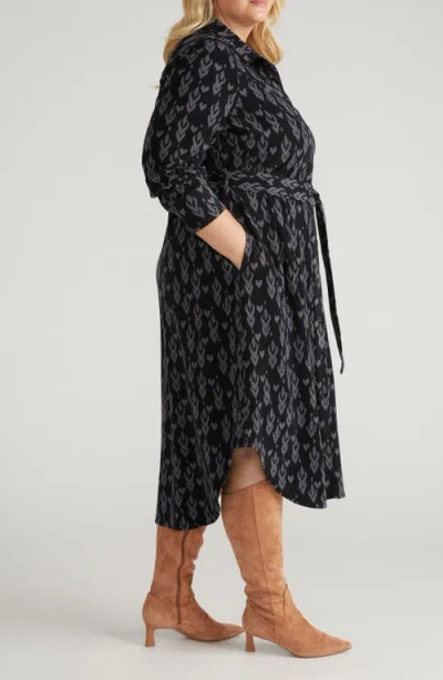 Universal Standard Morgan Long Sleeve Stretch Flannel Midi Shirtdress In Multi