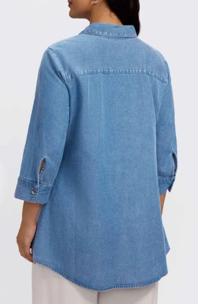 Foxcroft Cici Denim Tunic Shirt In Blue