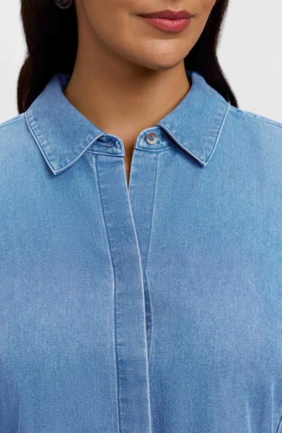 Foxcroft Cici Denim Tunic Shirt In Blue