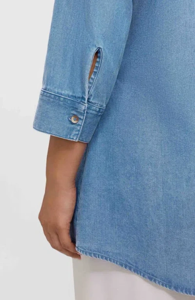 Foxcroft Cici Denim Tunic Shirt In Blue