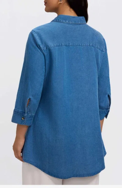 Foxcroft Cici Denim Tunic Shirt In Blue