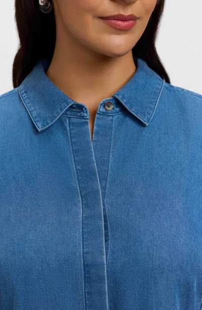 Foxcroft Cici Denim Tunic Shirt In Blue