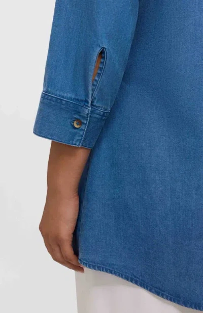Foxcroft Cici Denim Tunic Shirt In Blue