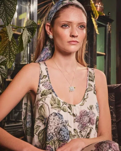 Fable England Hydrangea Earrings Silver In White