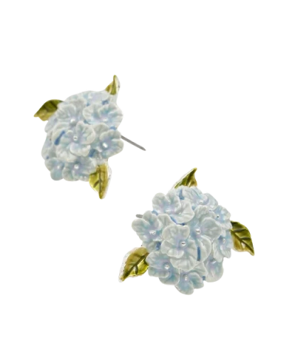 Fable England Hydrangea Earrings Silver In White