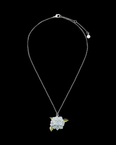 Fable England Hydrangea Necklace Silver In Blue
