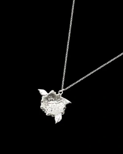 Fable England Hydrangea Necklace Silver In Blue