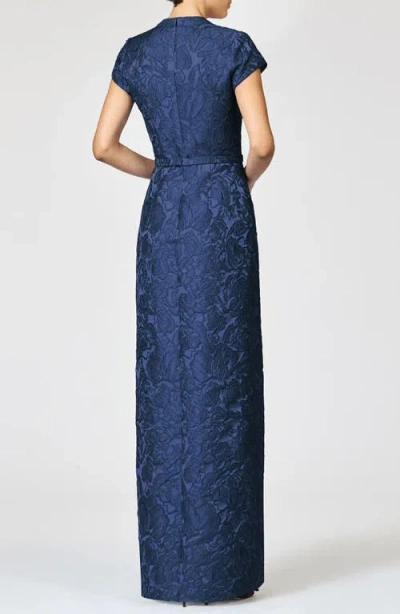 Sachin & Babi Lynn Floral Cloque Gown In Blue