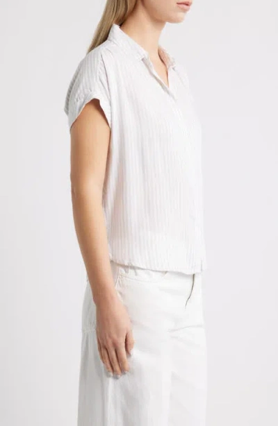 Beachlunchlounge Daria Stripe Button-up Shirt In White