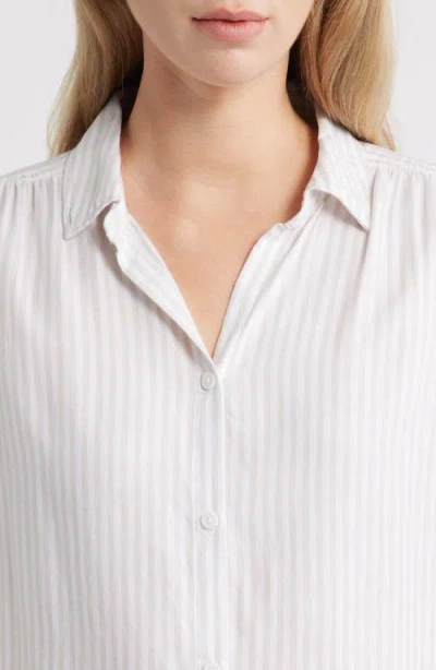 Beachlunchlounge Daria Stripe Button-up Shirt In White