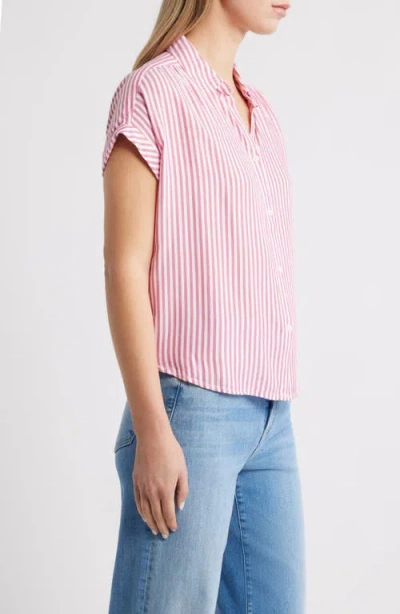 Beachlunchlounge Daria Stripe Button-up Shirt In Pink