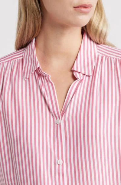 Beachlunchlounge Daria Stripe Button-up Shirt In Pink