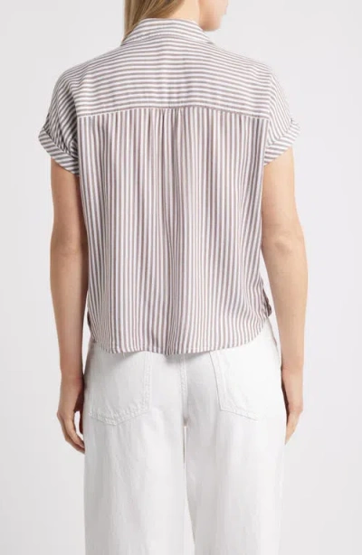 Beachlunchlounge Daria Stripe Button-up Shirt In Brown