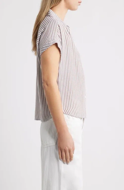 Beachlunchlounge Daria Stripe Button-up Shirt In Brown