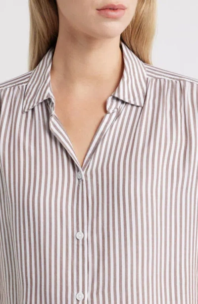 Beachlunchlounge Daria Stripe Button-up Shirt In Brown