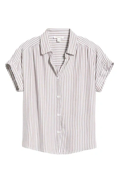 Beachlunchlounge Daria Stripe Button-up Shirt In Brown