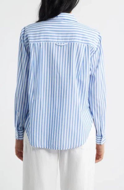 Beachlunchlounge Campbell Directional Stripe Long Sleeve Cotton Blend Button-up Shirt In Blue