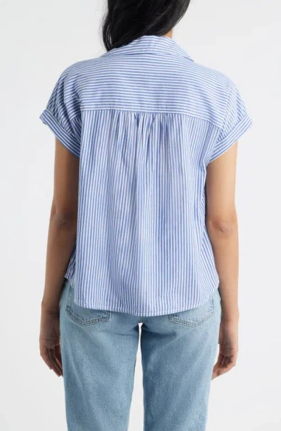 Beachlunchlounge Brianna Stripe Cotton Blend Button-up Shirt In Blue