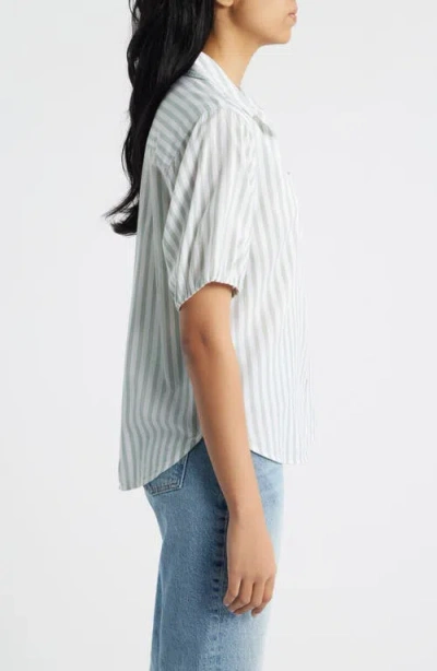 Beachlunchlounge Corey Stripe Short Sleeve Cotton Blend Button-up Shirt In Green