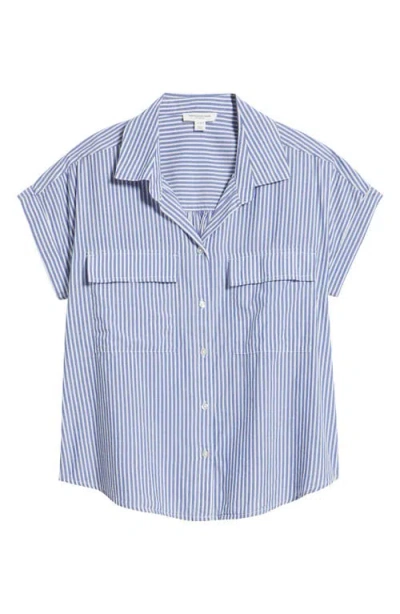 Beachlunchlounge Brianna Stripe Cotton Blend Button-up Shirt In Blue