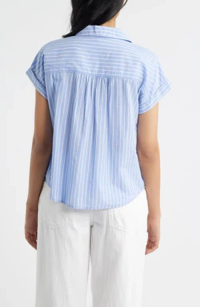 Beachlunchlounge Brianna Stripe Cotton Blend Button-up Shirt In Blue