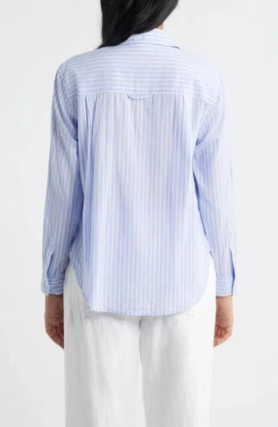 Beachlunchlounge Campbell Directional Stripe Long Sleeve Cotton Blend Button-up Shirt In Blue