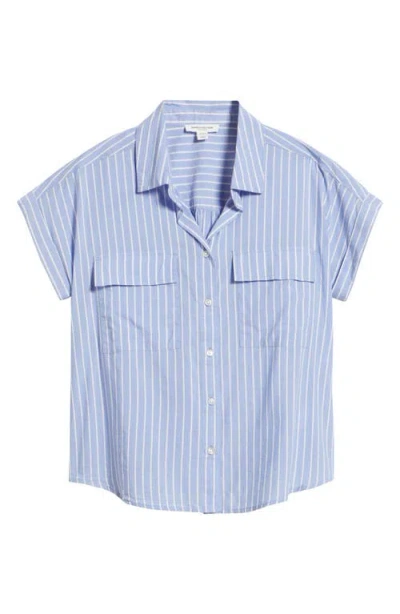 Beachlunchlounge Brianna Stripe Cotton Blend Button-up Shirt In Blue