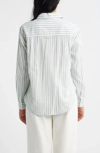 Beachlunchlounge Campbell Directional Stripe Long Sleeve Cotton Blend Button-up Shirt In Gray