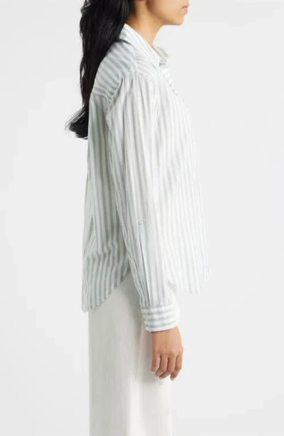 Beachlunchlounge Campbell Directional Stripe Long Sleeve Cotton Blend Button-up Shirt In Gray