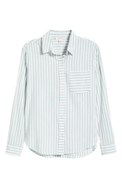 Beachlunchlounge Campbell Directional Stripe Long Sleeve Cotton Blend Button-up Shirt In Gray