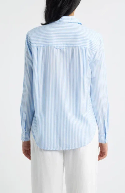 Beachlunchlounge Campbell Directional Stripe Long Sleeve Cotton Blend Button-up Shirt In Blue